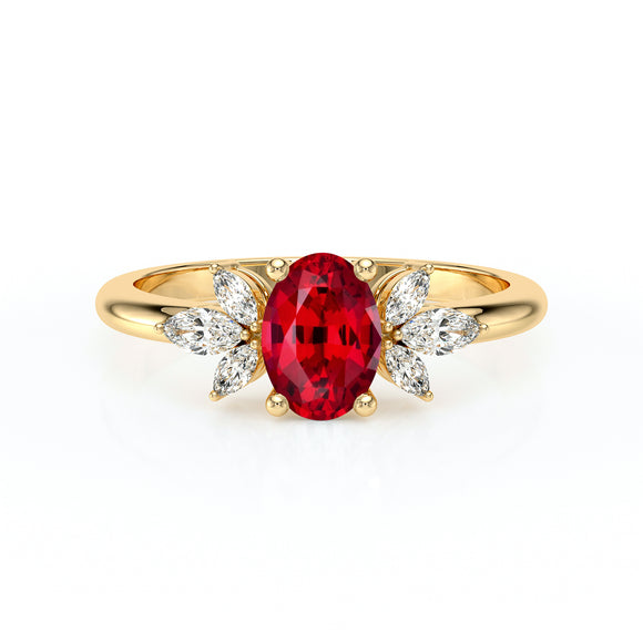 Solitaire accompagné rubis diamant Divine Idylle - 16