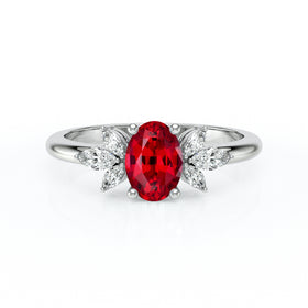 Solitaire accompagné rubis diamant Divine Idylle - 16