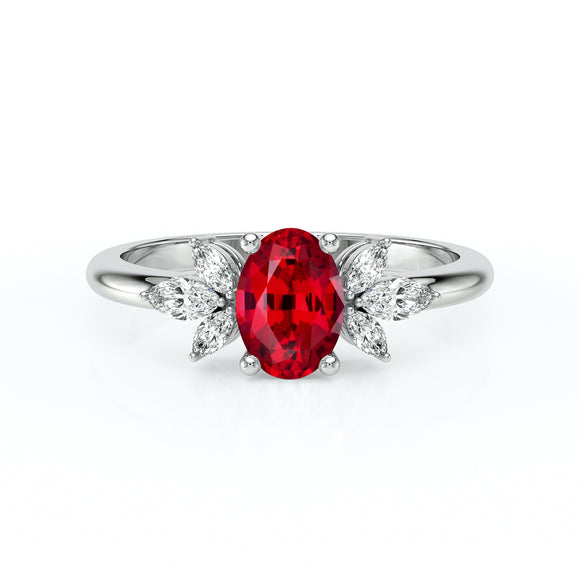 Solitaire accompagné rubis diamant Divine Idylle - 16