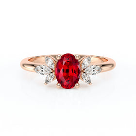 Solitaire accompagné rubis diamant Divine Idylle - 16