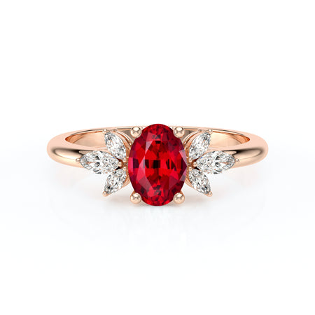 Solitaire accompagné rubis diamant Divine Idylle - 16