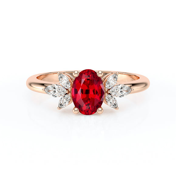 Solitaire accompagné rubis diamant Divine Idylle - 16