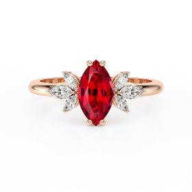 Solitaire accompagné rubis diamant Divine Idylle - 17