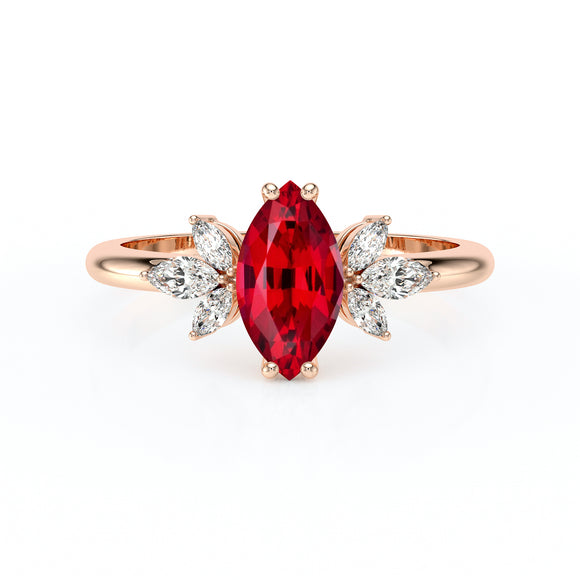 Solitaire accompagné rubis diamant Divine Idylle - 17