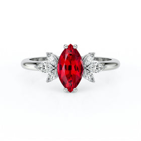 Solitaire accompagné rubis diamant Divine Idylle - 17