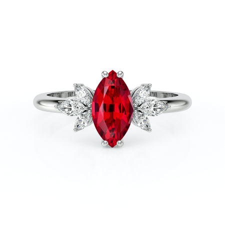 Solitaire accompagné rubis diamant Divine Idylle - 17