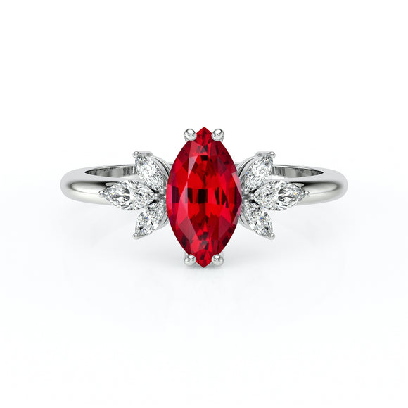 Solitaire accompagné rubis diamant Divine Idylle - 17