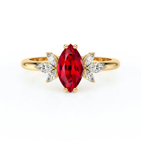 Solitaire accompagné rubis diamant Divine Idylle - 17
