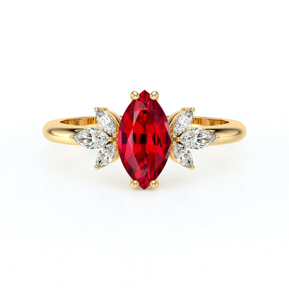 Solitaire accompagné rubis diamant Divine Idylle - 17