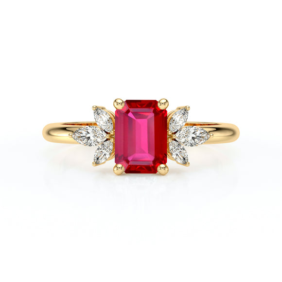 Solitaire accompagné rubis diamant Divine Idylle - 18