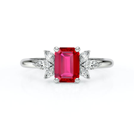 Solitaire accompagné rubis diamant Divine Idylle - 18