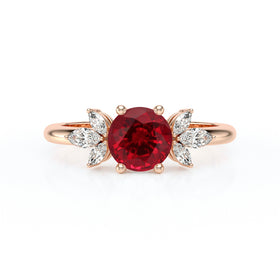 Solitaire accompagné rubis diamant Divine Idylle - 19