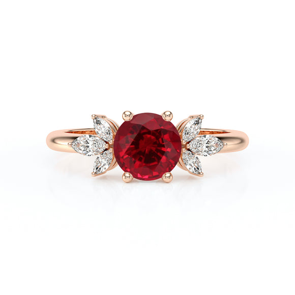 Solitaire accompagné rubis diamant Divine Idylle - 19
