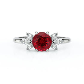 Solitaire accompagné rubis diamant Divine Idylle - 19