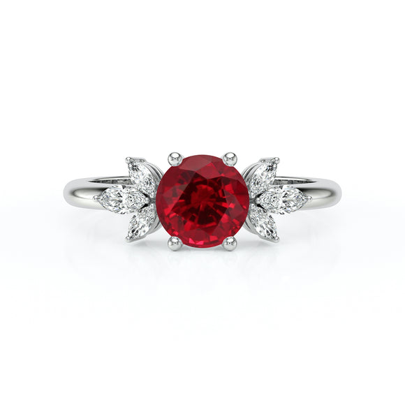 Solitaire accompagné rubis diamant Divine Idylle - 19