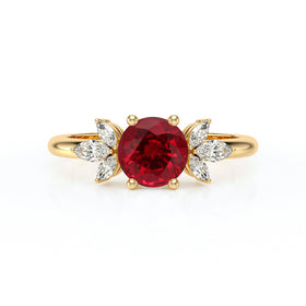 Solitaire accompagné rubis diamant Divine Idylle - 19