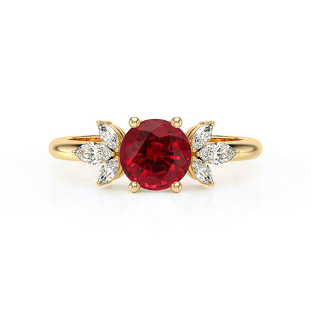 Solitaire accompagné rubis diamant Divine Idylle - 19