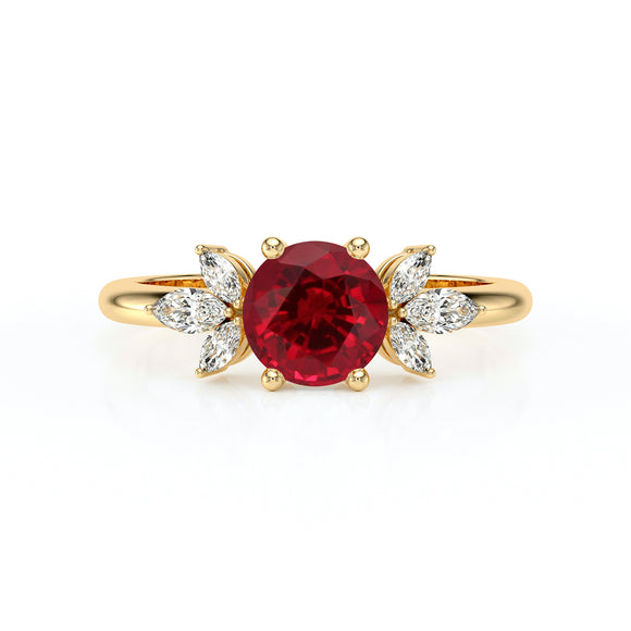 Solitaire accompagné rubis diamant Divine Idylle - 19