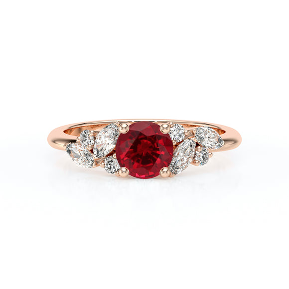 Solitaire accompagné rubis diamant Divine Idylle - 20