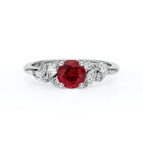 Solitaire accompagné rubis diamant Divine Idylle - 20