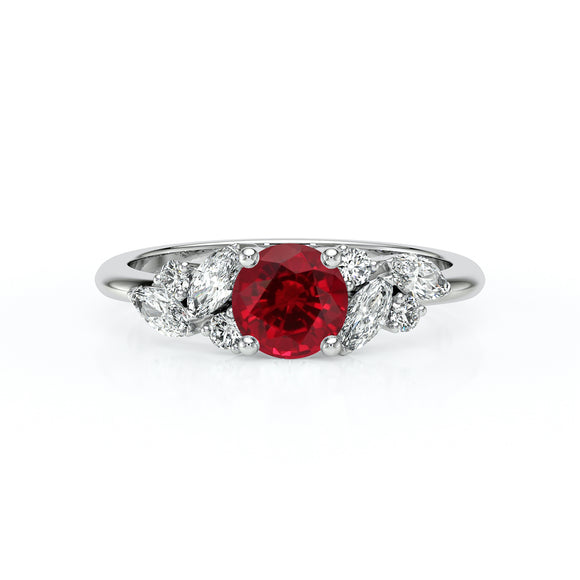 Solitaire accompagné rubis diamant Divine Idylle - 20