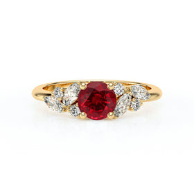 Solitaire accompagné rubis diamant Divine Idylle - 20