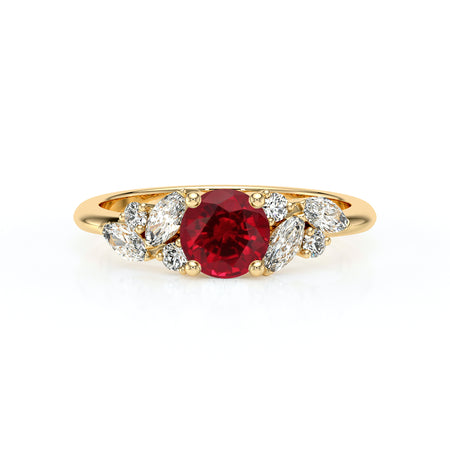 Solitaire accompagné rubis diamant Divine Idylle - 20