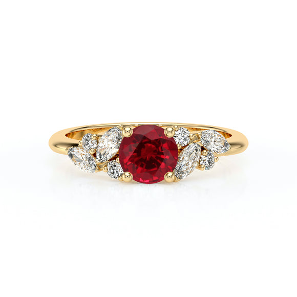 Solitaire accompagné rubis diamant Divine Idylle - 20