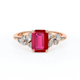 Solitaire accompagné rubis diamant Divine Idylle - 21