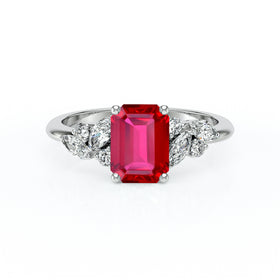Solitaire accompagné rubis diamant Divine Idylle - 21