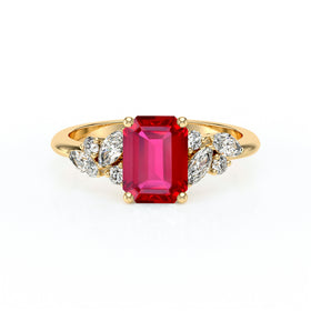 Solitaire accompagné rubis diamant Divine Idylle - 21