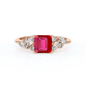 Solitaire accompagné rubis diamant Divine Idylle - 22