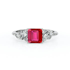Solitaire accompagné rubis diamant Divine Idylle - 22