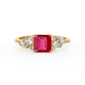 Solitaire accompagné rubis diamant Divine Idylle - 22