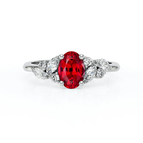 Solitaire accompagné rubis diamant Divine Idylle - 23