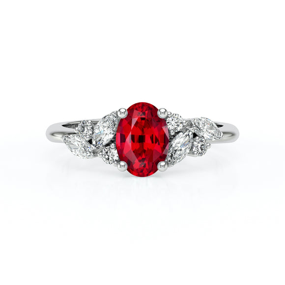 Solitaire accompagné rubis diamant Divine Idylle - 23