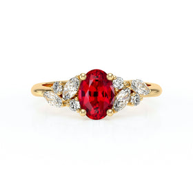Solitaire accompagné rubis diamant Divine Idylle - 23