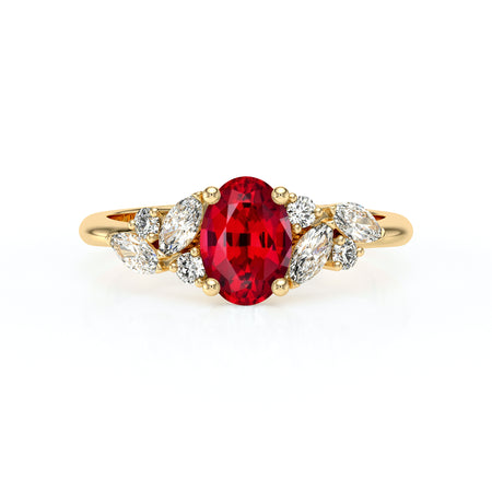 Solitaire accompagné rubis diamant Divine Idylle - 23