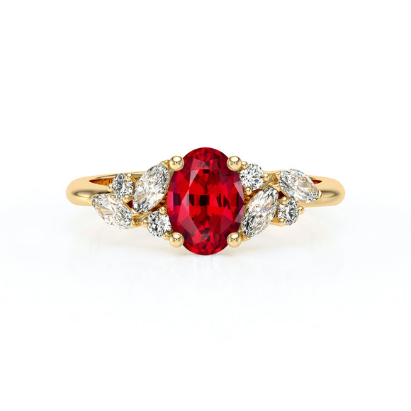 Solitaire accompagné rubis diamant Divine Idylle - 23