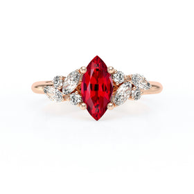 Solitaire accompagné rubis diamant Divine Idylle - 24