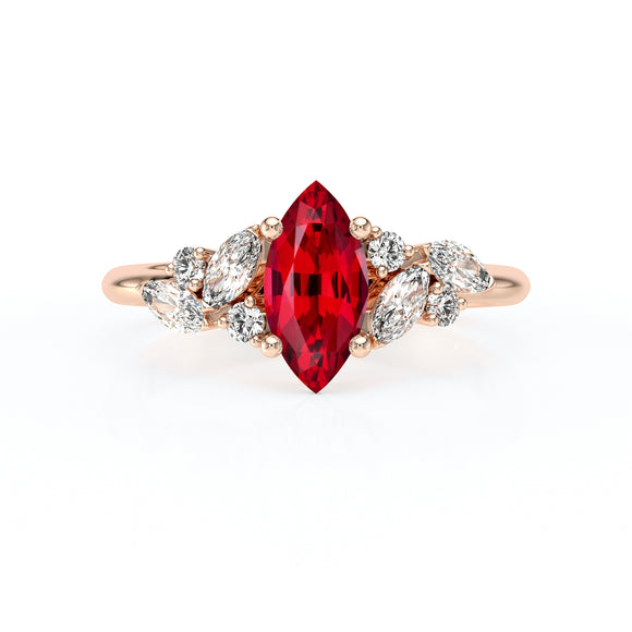 Solitaire accompagné rubis diamant Divine Idylle - 24
