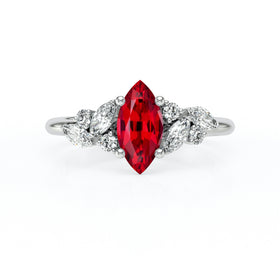 Solitaire accompagné rubis diamant Divine Idylle - 24
