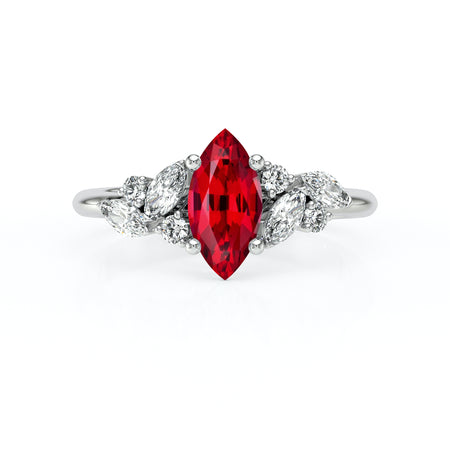 Solitaire accompagné rubis diamant Divine Idylle - 24