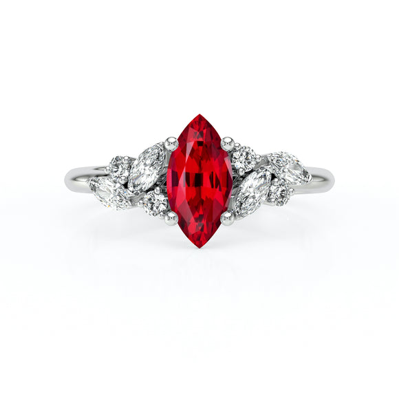 Solitaire accompagné rubis diamant Divine Idylle - 24