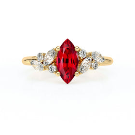 Solitaire accompagné rubis diamant Divine Idylle - 24