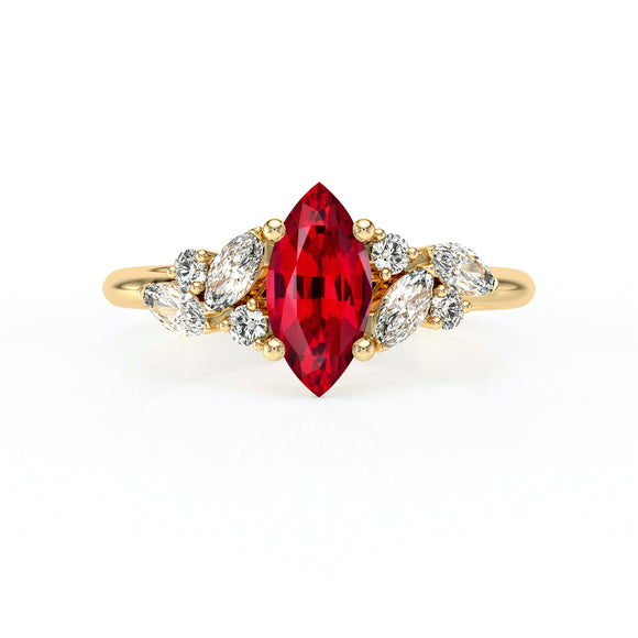 Solitaire accompagné rubis diamant Divine Idylle - 24