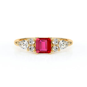 Solitaire accompagné rubis diamant Divine Idylle - 26