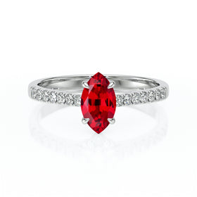 Solitaire accompagné rubis et diamant Divine Idylle - 6