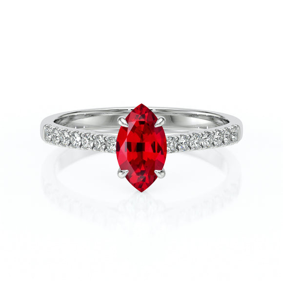 Solitaire accompagné rubis et diamant Divine Idylle - 6