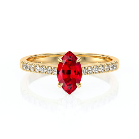 Solitaire accompagné rubis et diamant Divine Idylle - 6